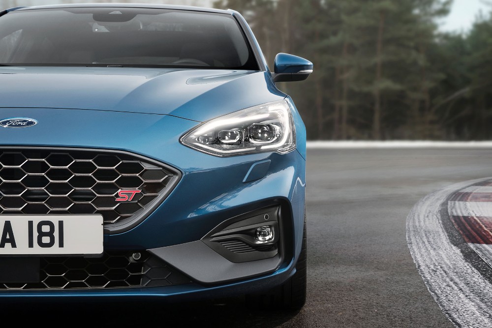 Blue Ford Fiesta ST on the track